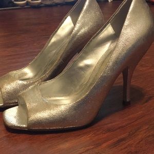 BCBG silver heels